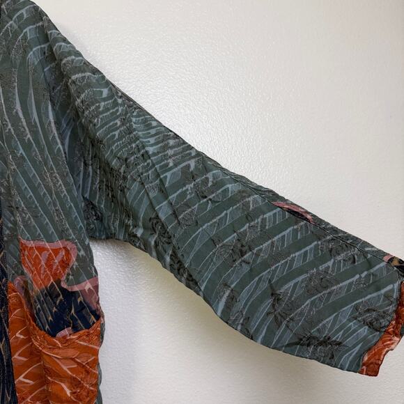 Kusnadi Top Womens Long Sleeve Button Up Fish Art Lagenlook Colorblock Handmade - Picture 6 of 12